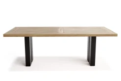 New Bob Esstisch, natur/anthrazit, Alu/recycled Teak, 220 x 100 cm, rustikal gebürstet Gartentische
