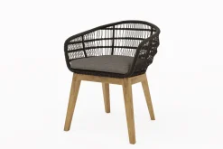 Bob Garten-Essgruppe, anthrazit/natur, Alu/recycled Teak/Rope, 220 x 100 cm, 8 x Sessel, FSC®-zertifiziertes Produkt Garten-Essgruppen