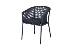 Discount Bob/Zui Garten-Essgruppe, anthrazit/dunkelgrau, Alu/recycled Teak/Rope, 220 x 100 cm, 6 x Sessel, inkl. Polster Garten-Essgruppen
