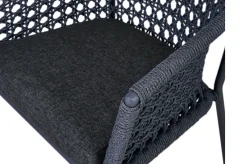 Discount Bob/Zui Garten-Essgruppe, anthrazit/dunkelgrau, Alu/recycled Teak/Rope, 220 x 100 cm, 6 x Sessel, inkl. Polster Garten-Essgruppen