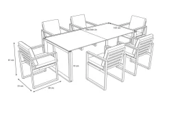 Discount Bocas Garten-Essgruppe, mattgrau, Aluminium/Teakholz, Ausziehtisch 206/266 x 100 cm, inkl. 6 Sessel Garten-Essgruppen|Aluminium-Gartenmöbel