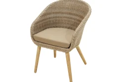 Best Borneo Garten-Essgruppe, beige-meliert, Polyrattan/Akazie, Tisch 180 x 90 cm, 6 Cocktail-Sessel, FSC®-zertifiziertes Produkt Polyrattan-Gartenmöbel|Garten-Essgruppen