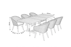 Clearance Borneo Garten-Essgruppe, beige/natur, Akazie/Polyrattan, Ausziehbar, 180/240 x 100 cm, 6 Stühle 65 x 60 cm, Polster Inklusive, FSC®-zertifiziertes Produkt Garten-Essgruppen|Akazien-Gartenmöbel