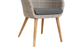 Borneo/Kota Garten-Essgruppe, natur/grau-meliert, Akazie/Alu/Polyrattan, 220x100 cm, 4 Cocktail-, 2 Landhaussessel, FSC®-zertifiziertes Produkt Akazien-Gartenmöbel