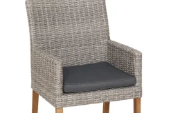 Borneo/Kota Garten-Essgruppe, natur/grau-meliert, Akazie/Alu/Polyrattan, 220x100 cm, 4 Cocktail-, 2 Landhaussessel, FSC®-zertifiziertes Produkt Akazien-Gartenmöbel