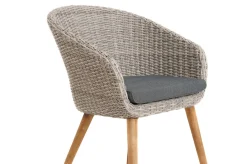 Borneo/Kota Garten-Essgruppe, natur/grau-meliert, Akazie/Alu/Polyrattan, 220x100 cm, 4 Cocktail-, 2 Landhaussessel, FSC®-zertifiziertes Produkt Akazien-Gartenmöbel