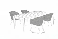 Online Borneo/Kota Garten-Essgruppe, natur/grau-meliert, Akazie/Alu/Polyrattan, 220x100 cm, 4 Cocktailsessel, Akazie, FSC®-zertifiziertes Produkt Garten-Essgruppen|Akazien-Gartenmöbel