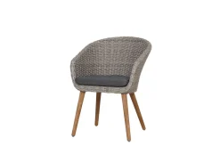 Discount Borneo/Kota Garten-Essgruppe, natur/grau-meliert, Akazie/Alu/Polyrattan, 180x90cm, 4 Cocktailsessel, 2 Landhaussessel, FSC®-zertifiziertes Produkt Garten-Essgruppen|Akazien-Gartenmöbel
