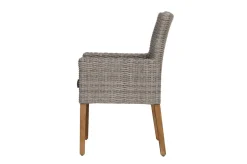 Outlet Borneo/Kota Garten-Essgruppe, natur/grau-meliert, Akazie/Alu/Polyrattan, 180x90cm, 3 Cocktailsessel, 3 Landhaussessel, FSC®-zertifiziertes Produkt Garten-Essgruppen|Akazien-Gartenmöbel