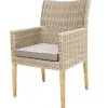 Outlet Borneo Landhaussessel, beige-meliert, Polyrattan/Akazie, 60x65x94cm, inkl. Polster, FSC®-zertifiziertes Produkt Polyrattan-Gartenmöbel|Gartenstühle & Gartensessel