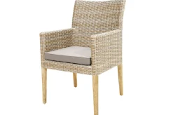 Outlet Borneo Landhaussessel, beige-meliert, Polyrattan/Akazie, 60x65x94cm, inkl. Polster, FSC®-zertifiziertes Produkt Polyrattan-Gartenmöbel|Gartenstühle & Gartensessel