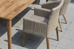 Outlet Borneo Landhaussessel, beige-meliert, Polyrattan/Akazie, 60x65x94cm, inkl. Polster, FSC®-zertifiziertes Produkt Polyrattan-Gartenmöbel|Gartenstühle & Gartensessel