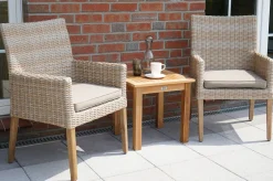Outlet Borneo Landhaussessel, beige-meliert, Polyrattan/Akazie, 60x65x94cm, inkl. Polster, FSC®-zertifiziertes Produkt Polyrattan-Gartenmöbel|Gartenstühle & Gartensessel