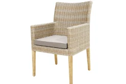Hot Borneo Set, beige-meliert, Polyrattan/Akazie, Tisch 220 x 100 cm, 3 Cocktail-, 3 Landhaussessel, FSC®-zertifiziertes Produkt Polyrattan-Gartenmöbel|Garten-Essgruppen