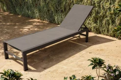 Sale Boston Liege, anthrazit matt/schwarz, Alu/Textilene, 190 x 62 cm, Rückenlehne verstellbar Gartenliegen
