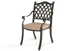Clearance Cambridge Gartenstuhl, bronze/khaki, Alu/Polyester, ca. 68 x 65 x 89 cm, inkl. Kissen, stapelbar, pulverbeschichtet Aluminium-Gartenmöbel|Gartenstühle & Gartensessel