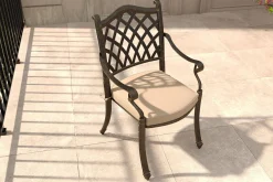 Clearance Cambridge Gartenstuhl, bronze/khaki, Alu/Polyester, ca. 68 x 65 x 89 cm, inkl. Kissen, stapelbar, pulverbeschichtet Aluminium-Gartenmöbel|Gartenstühle & Gartensessel
