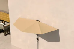 Discount Cambridge Halbschirm, khaki/dunkelgrau, Aluminium/Stahl/Polyester, Ø 270 cm, mit Kurbel, UV50+, platzsparend Sonnenschirme