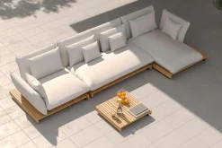Hot Catania Gartenlounge für 5-6 Personen, creme/grau, Alu/Teak/Olefin, wetterbeständig, FSC®-zertifiziertes Produkt Gartenlounge