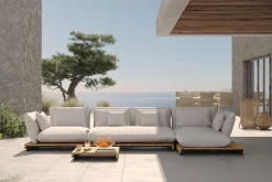 Hot Catania Gartenlounge für 5-6 Personen, creme/grau, Alu/Teak/Olefin, wetterbeständig, FSC®-zertifiziertes Produkt Gartenlounge
