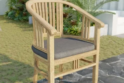 Sale Dallas/Batavia Garten-Essgruppe, natur, Teak, 120/170x120 cm, 4x Armlehnensessel, inkl. Auflage Garten-Essgruppen