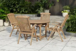 Best Dallas/Bounty Garten-Essgruppe, natur, Teak, 120/170x120 cm, 4x Klappstuhl Garten-Essgruppen|Teak-Gartenmöbel