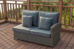 Clearance Dining-Lounge, grau, Polyrattan, 5-6 Personen, höhenverstellbarer Loungetisch, inkl. Polster Polyrattan-Gartenmöbel|Gartenlounge