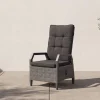 Dining-Sessel, anthrazit/grau, Alu/Polyrattan, 68x60x111cm, Kissen Inklusive, Witterungsbeständig Polyrattan-Gartenmöbel|Gartenstühle & Gartensessel
