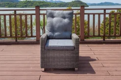 Dining Sessel, grau, Polyrattan, 74 x 83 x 110 cm, Rückenlehne stufenlos verstellbar Polyrattan-Gartenmöbel|Gartenstühle & Gartensessel