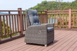 Dining Sessel, grau, Polyrattan, 74 x 83 x 110 cm, Rückenlehne stufenlos verstellbar Polyrattan-Gartenmöbel|Gartenstühle & Gartensessel