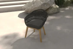 Discount Diningsessel, natur/schwarz, Teakholz/Rope, 60 x 61 x 79 cm, inkl. Polster, FSC®-zertifiziertes Produkt Gartenstühle & Gartensessel