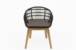 Discount Diningsessel, natur/schwarz, Teakholz/Rope, 60 x 61 x 79 cm, inkl. Polster, FSC®-zertifiziertes Produkt Gartenstühle & Gartensessel