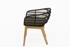 Discount Diningsessel, natur/schwarz, Teakholz/Rope, 60 x 61 x 79 cm, inkl. Polster, FSC®-zertifiziertes Produkt Gartenstühle & Gartensessel