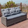 Best Dining 3-Sitzer Sofa, grau, Polyrattan, 210 x 83 x 110 cm, mehrfach verstellbar Polyrattan-Gartenmöbel|Gartenbänke & Gartensofas