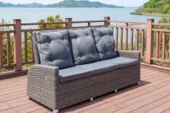Best Dining 3-Sitzer Sofa, grau, Polyrattan, 210 x 83 x 110 cm, mehrfach verstellbar Polyrattan-Gartenmöbel|Gartenbänke & Gartensofas
