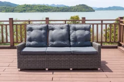 Best Dining 3-Sitzer Sofa, grau, Polyrattan, 210 x 83 x 110 cm, mehrfach verstellbar Polyrattan-Gartenmöbel|Gartenbänke & Gartensofas