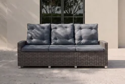 Best Dining 3-Sitzer Sofa, grau, Polyrattan, 210 x 83 x 110 cm, mehrfach verstellbar Polyrattan-Gartenmöbel|Gartenbänke & Gartensofas