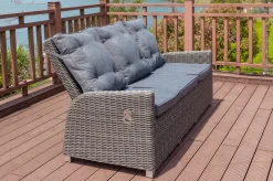 Best Dining 3-Sitzer Sofa, grau, Polyrattan, 210 x 83 x 110 cm, mehrfach verstellbar Polyrattan-Gartenmöbel|Gartenbänke & Gartensofas