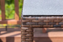 Best Dining Tisch, braun marmoriert, Polyrattan, 180 x 100 cm, Tischplatte Spraystone, 6mm Gartentische|Polyrattan-Gartenmöbel