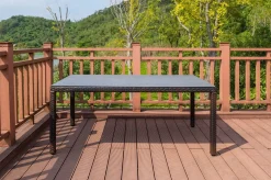 Best Dining Tisch, braun marmoriert, Polyrattan, 180 x 100 cm, Tischplatte Spraystone, 6mm Gartentische|Polyrattan-Gartenmöbel