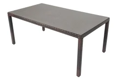 Best Dining Tisch, braun marmoriert, Polyrattan, 180 x 100 cm, Tischplatte Spraystone, 6mm Gartentische|Polyrattan-Gartenmöbel