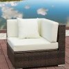 New Eckelement, braun marmoriert, Polyrattan, 85 x 85 x 70 cm, wasserfeste Kissenbox Polyrattan-Gartenmöbel|Gartenlounge