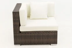 New Eckelement, braun marmoriert, Polyrattan, 85 x 85 x 70 cm, wasserfeste Kissenbox Polyrattan-Gartenmöbel|Gartenlounge