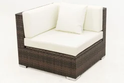 New Eckelement, braun marmoriert, Polyrattan, 85 x 85 x 70 cm, wasserfeste Kissenbox Polyrattan-Gartenmöbel|Gartenlounge