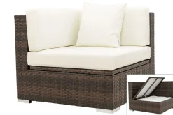 New Eckelement, braun marmoriert, Polyrattan, 85 x 85 x 70 cm, wasserfeste Kissenbox Polyrattan-Gartenmöbel|Gartenlounge