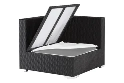 Best Eckelement, creme/weiß, schwarz, Polyrattan, inkl. Polster und Kissen, wasserfeste Kissenbox Polyrattan-Gartenmöbel|Gartenlounge