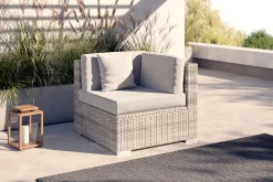 Online Eckelement, desert-beige, Aluminium/Polyrattan/Polyester, 84.5 x 84 x 69.5 cm, pflegeleicht, mit Kissenboxfunktion Gartenlounge Modulsysteme|Polyrattan-Gartenmöbel