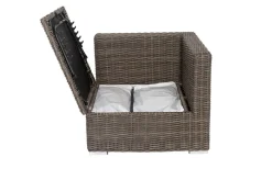 Discount Eckelement links, grau, Polyrattan, 82 x 82 x 70 cm, verstellbare Sitzfläche, wasserfeste Kissenbox Polyrattan-Gartenmöbel|Gartenlounge