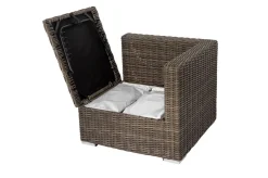Discount Eckelement links, grau, Polyrattan, 82 x 82 x 70 cm, verstellbare Sitzfläche, wasserfeste Kissenbox Polyrattan-Gartenmöbel|Gartenlounge