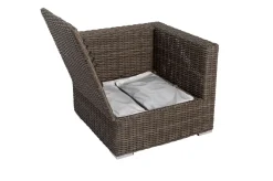 Discount Eckelement links, grau, Polyrattan, 82 x 82 x 70 cm, verstellbare Sitzfläche, wasserfeste Kissenbox Polyrattan-Gartenmöbel|Gartenlounge